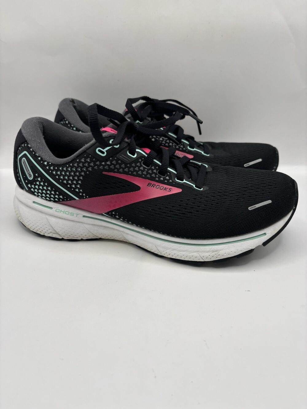 Brooks Ghost 14 Black Running Sneakers Women Size 9 Wide